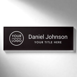 Aangepaste logo zwarte professionele magnetische n naambadge
