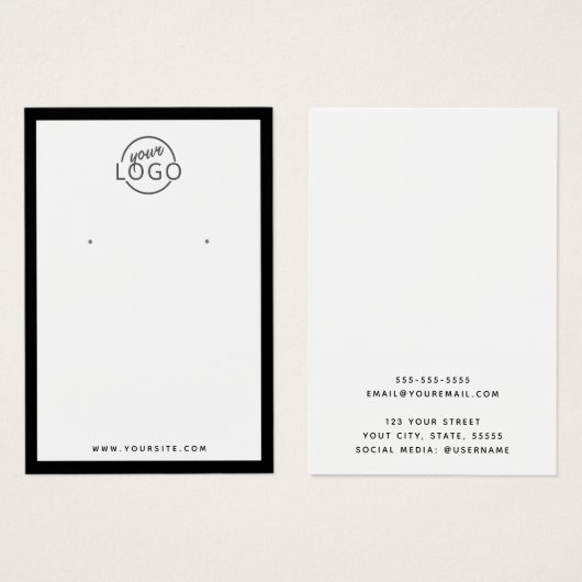 Aangepaste logo zwarte rand-oorenkaarten visitekaartje (Voorkant /achterkant)