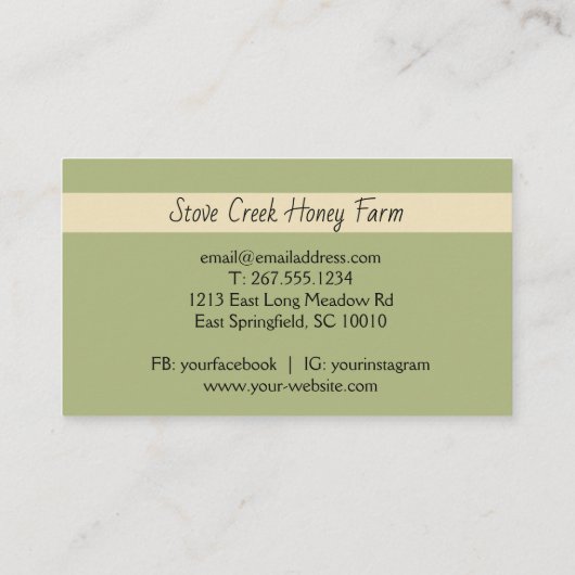 Aangepaste lokale honing kopen visitekaartje (Achterkant)