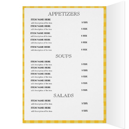 Aangepaste lokale Restaurantmenukaart (Binnen (Links))