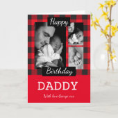 Aangepaste lokale rode check Birthday Kaart (Gele Bloem)