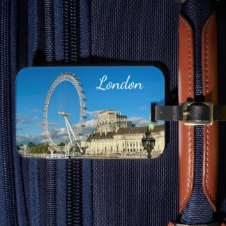 Aangepaste London Eye-reuzenrad en Theems Bagagelabel