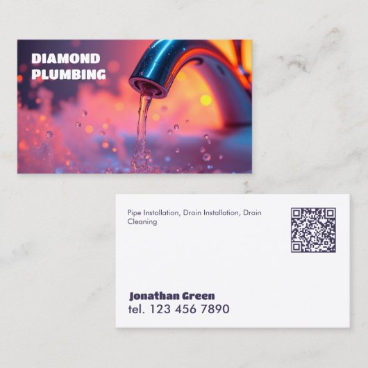 Aangepaste loodgieter QR Visitekaartje (Voorkant / Achterkant)