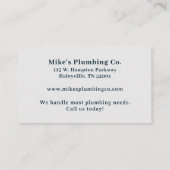 Aangepaste Loodgieter Service Professional Visitekaartje (Achterkant)