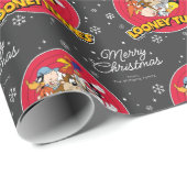 Aangepaste LOONEY TUNES™ Logo Vrolijk kerstfeest Cadeaupapier (Rol Hoek)