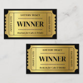 Aangepaste Loterij Ticket voor Casino Party, Zwart Notitiekaartje (Voorkant / Achterkant)