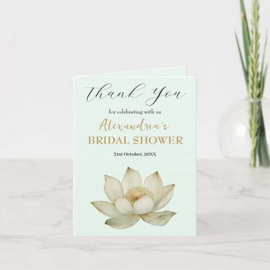 Aangepaste Lotus bloem Bruids Shower Bedankt (Voorkant)
