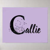 Aangepaste Lotus Bloem Monogram Letter C Kwekerij  Poster (Voorkant)