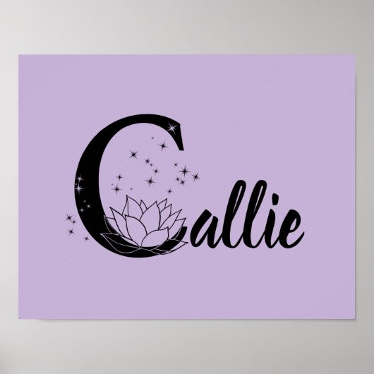 Aangepaste Lotus Bloem Monogram Letter C Kwekerij  Poster (Voorkant)