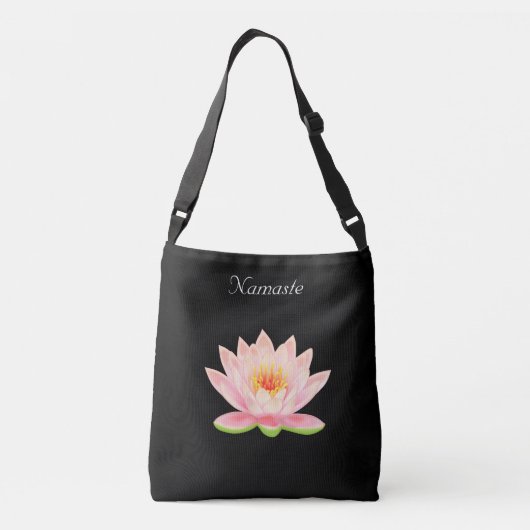 Aangepaste Lotus Flower op Black Namaste Crossbody Crossbody Tas (Achterkant)