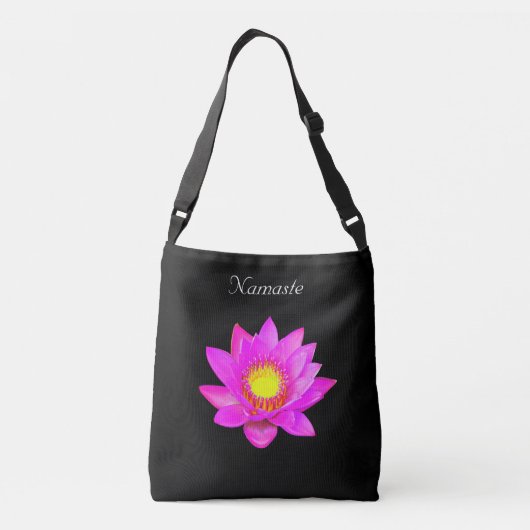 Aangepaste Lotus Flower op Black Namaste Crossbody Crossbody Tas (Achterkant)