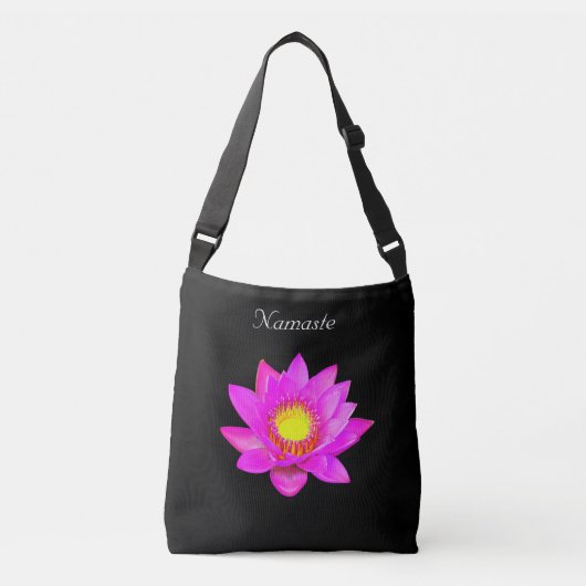 Aangepaste Lotus Flower op Black Namaste Crossbody Crossbody Tas (Voorkant)