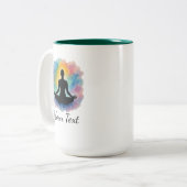 Aangepaste Lotus Pose Waterverf Aura Yoga Tweekleurige Koffiemok (Voorkant links)