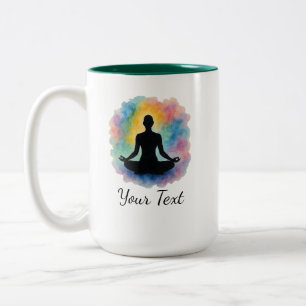 Aangepaste Lotus Pose Waterverf Aura Yoga Tweekleurige Koffiemok