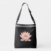 Aangepaste Lotusbloem op Zwart Crossbody Tas (Achterkant)