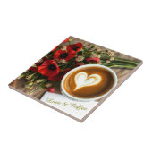 Aangepaste Love & Coffee-beker met wit schuimhart Tegeltje (Zijkant)