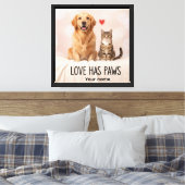 Aangepaste Love Has Paws Canvas Afdruk (Insitu (Slaapkamer))