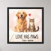Aangepaste Love Has Paws Canvas Afdruk (Voorkant)