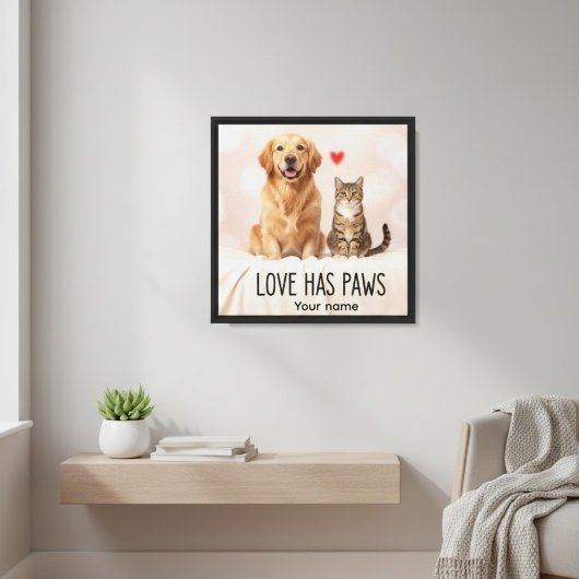 Aangepaste Love Has Paws Canvas Afdruk