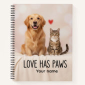Aangepaste Love Has Paws Canvas Notitieboek (Voorkant)