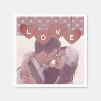Aangepaste Love Hearts Banner Over Aangepaste Foto Servet