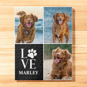 Aangepaste Love Hond Liefhebber Naam Foto Collage  Legpuzzel