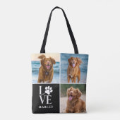 Aangepaste Love Hond Liefhebber Naam Foto Collage Tote Bag (Achterkant)