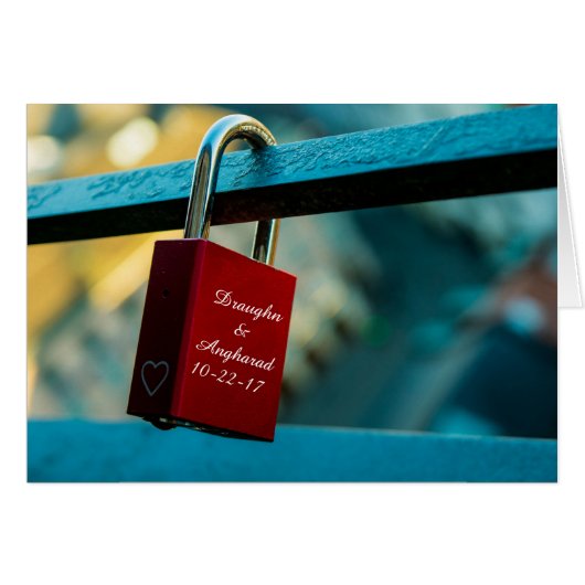 Aangepaste "Love Lock" hangslot Relatie Kaart (Voorkant Horizontaal)
