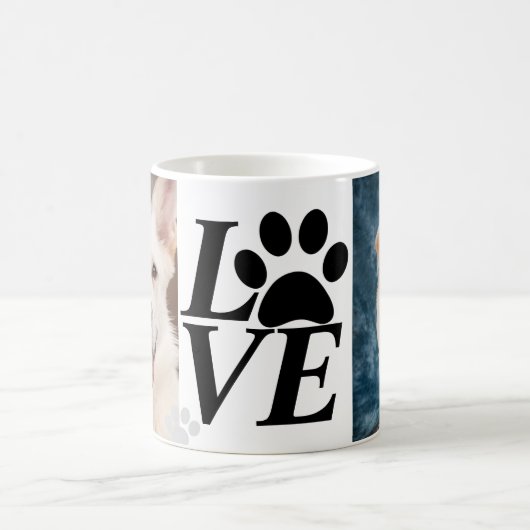 Aangepaste LOVE Paw Print Hondenliefhebber Mok (Center)