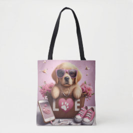 Aangepaste LOVE Paw Print Hondenliefhebber Pet Pho Tote Bag
