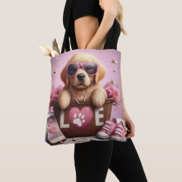 Aangepaste LOVE Paw Print Hondenliefhebber Pet Pho Tote Bag