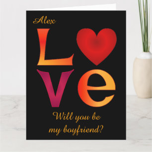 Aangepaste LOVE Square Boyfriend-aanzoek op zwart Kaart