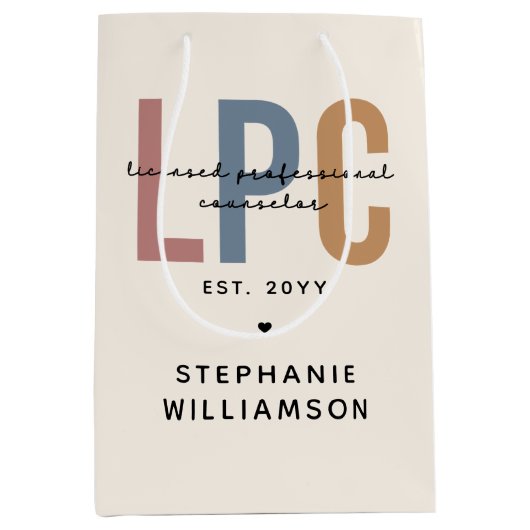 Aangepaste LPC Licensed Professional Counselor Medium Cadeauzakje (Voorkant)