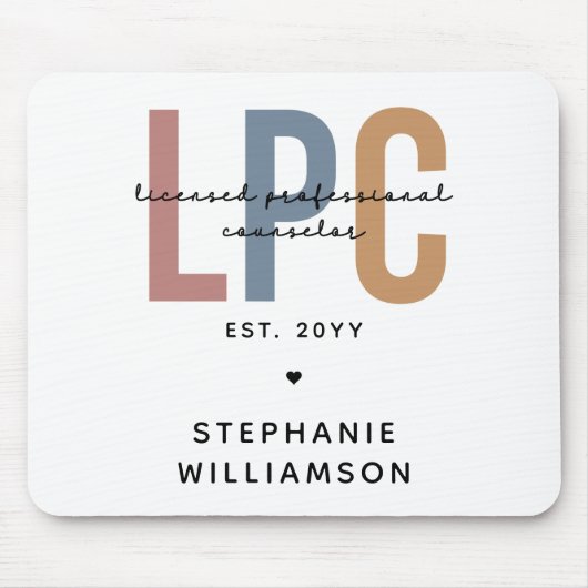 Aangepaste LPC Licensed Professional Counselor Muismat (Voorkant)