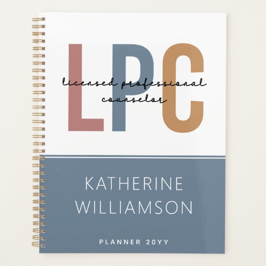 Aangepaste LPC Licensed Professional Counselor Planner (Voorkant)