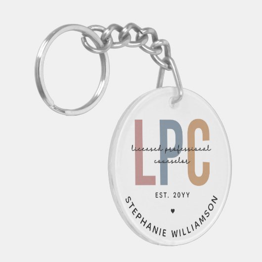 Aangepaste LPC Licensed Professional Counselor Sleutelhanger (Voorkant Links)