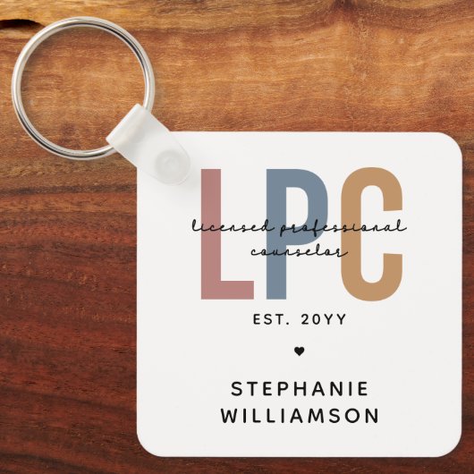 Aangepaste LPC Licensed Professional Counselor Sleutelhanger (Voorkant)
