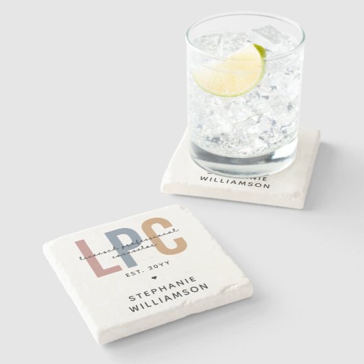 Aangepaste LPC Licensed Professional Counselor Stenen Onderzetter (Zijkant)