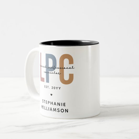 Aangepaste LPC Licensed Professional Counselor Tweekleurige Koffiemok (Voorkant links)