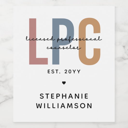 Aangepaste LPC Licensed Professional Counselor Wijn Etiket (Enkel label)