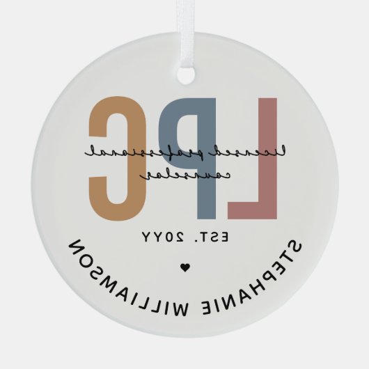 Aangepaste LPC-licentie voor professionele consult Glas Ornament (Achterkant)