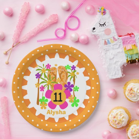 Aangepaste Luau 11e Borden op jaarpapier Papieren Bordje (Feest)