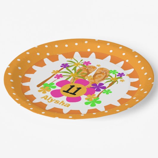 Aangepaste Luau 11e Borden op jaarpapier Papieren Bordje (Gekanteld)