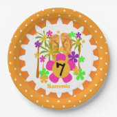 Aangepaste Luau 7th Birthday Paper-Borden Papieren Bordje (Voorkant)