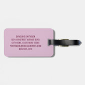 Aangepaste luchthavencode Funny Trendy Mauve Lugga Bagagelabel (Achterkant horizontaal)