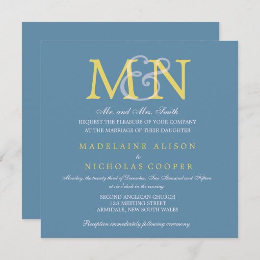 Aangepaste luchtmacht blauwe moderne huwelijksuitn kaart (Voorkant / Achterkant)