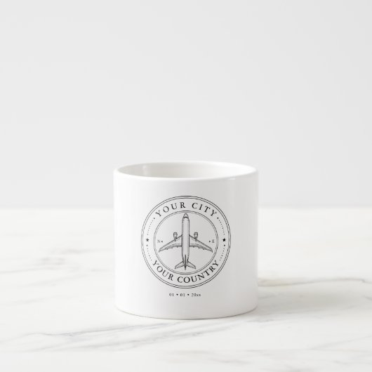 Aangepaste Luchtvaart Paspoort Stempel Reis Espresso Kop (Voorkant)