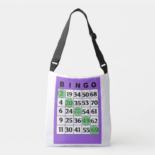 Aangepaste Lucky BINGO-tas met Paarse kaart Crossbody Tas (Voorkant)