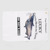 Aangepaste Lucky Catfish Noodling Towel Golfhanddoek (Horizontaal)