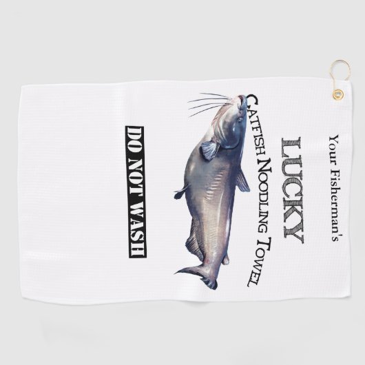Aangepaste Lucky Catfish Noodling Towel Golfhanddoek (Horizontaal)